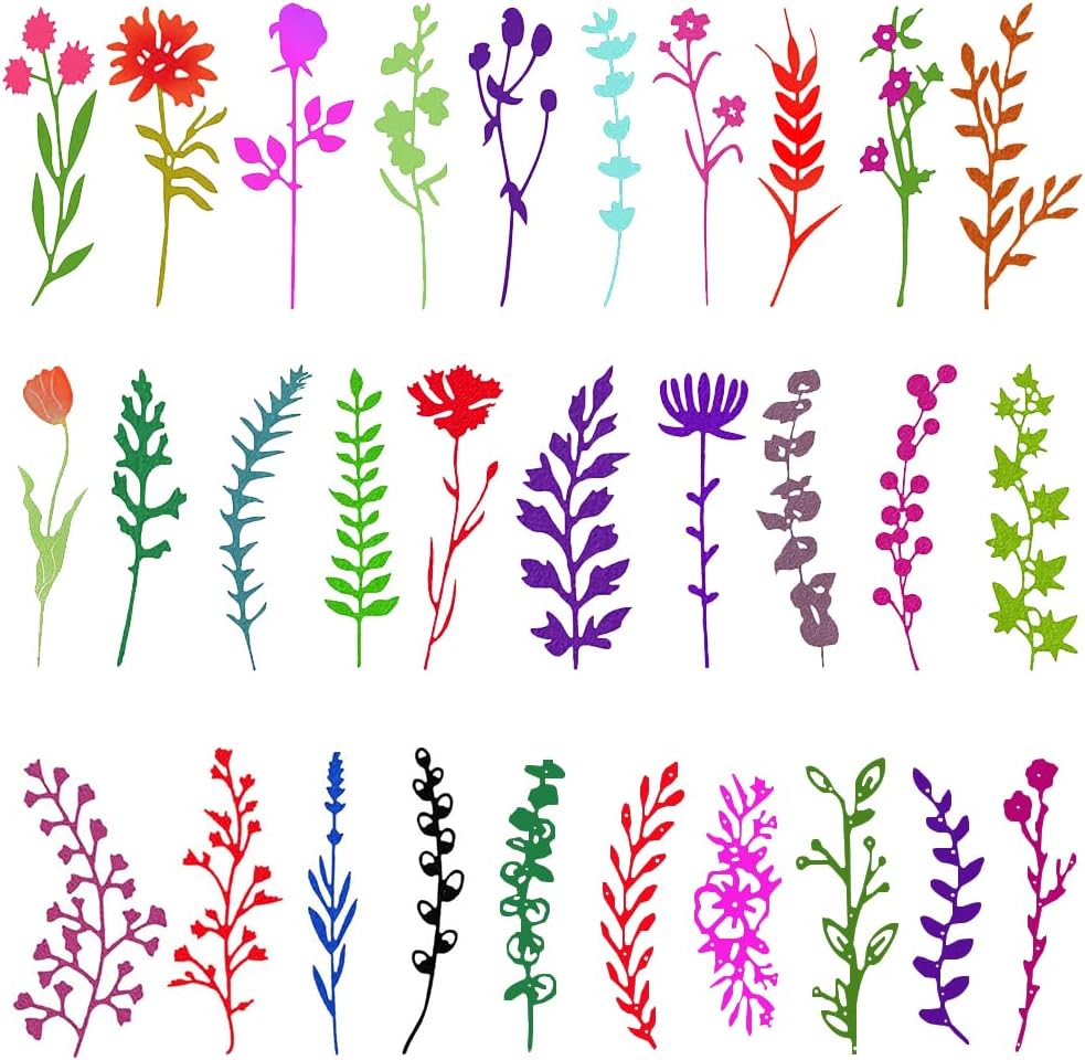 30 PCS Flower Cutting Dies for Card Making, FineGood Wildflower Metal Dies Cuts DIY Craft Die Cutters Embossing Stencils for Card Making Supplies