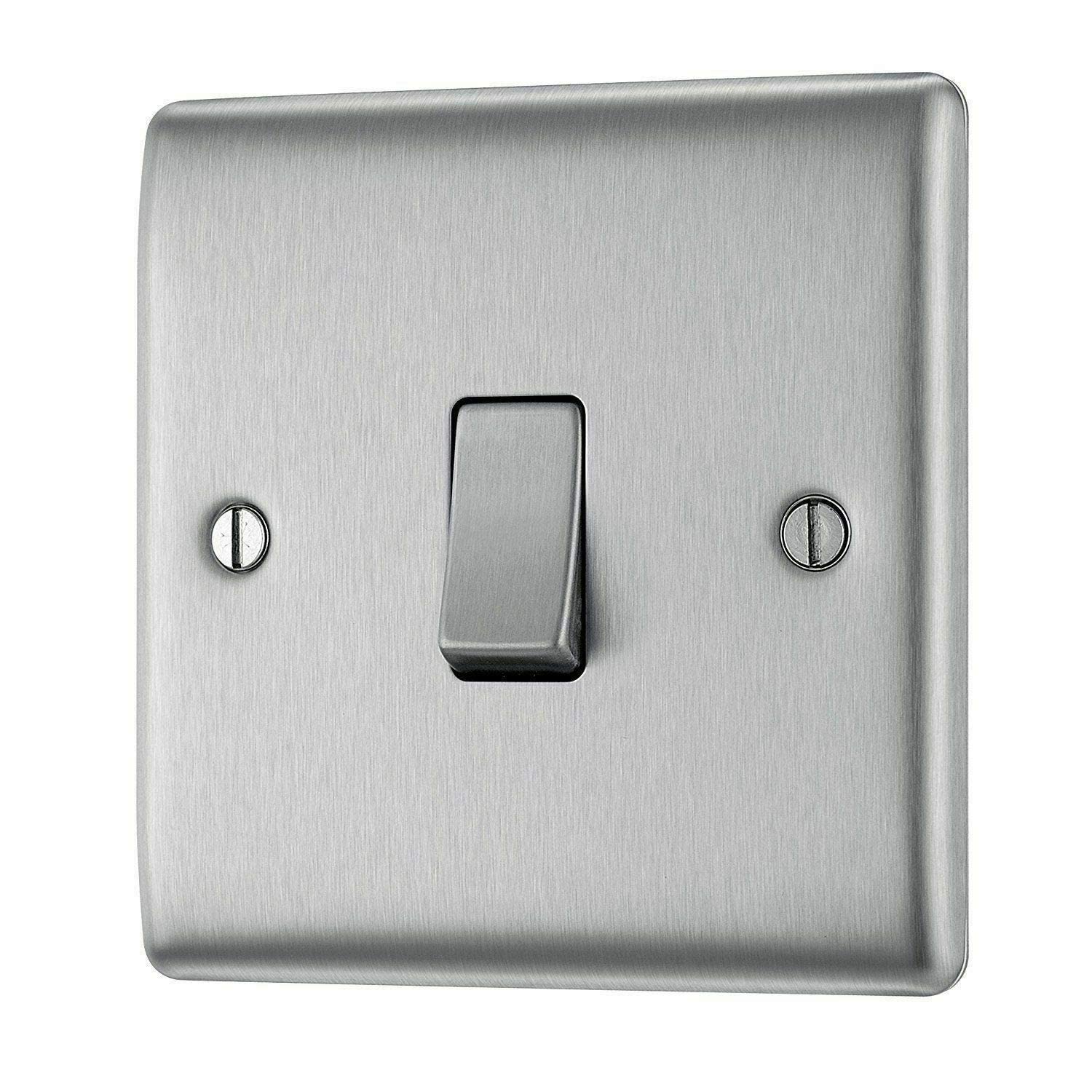 BG Nexus NBS Range Brushed Steel Switches & Sockets - Full Range of Matching Items (1 Gang, 2 Way Light Switch)