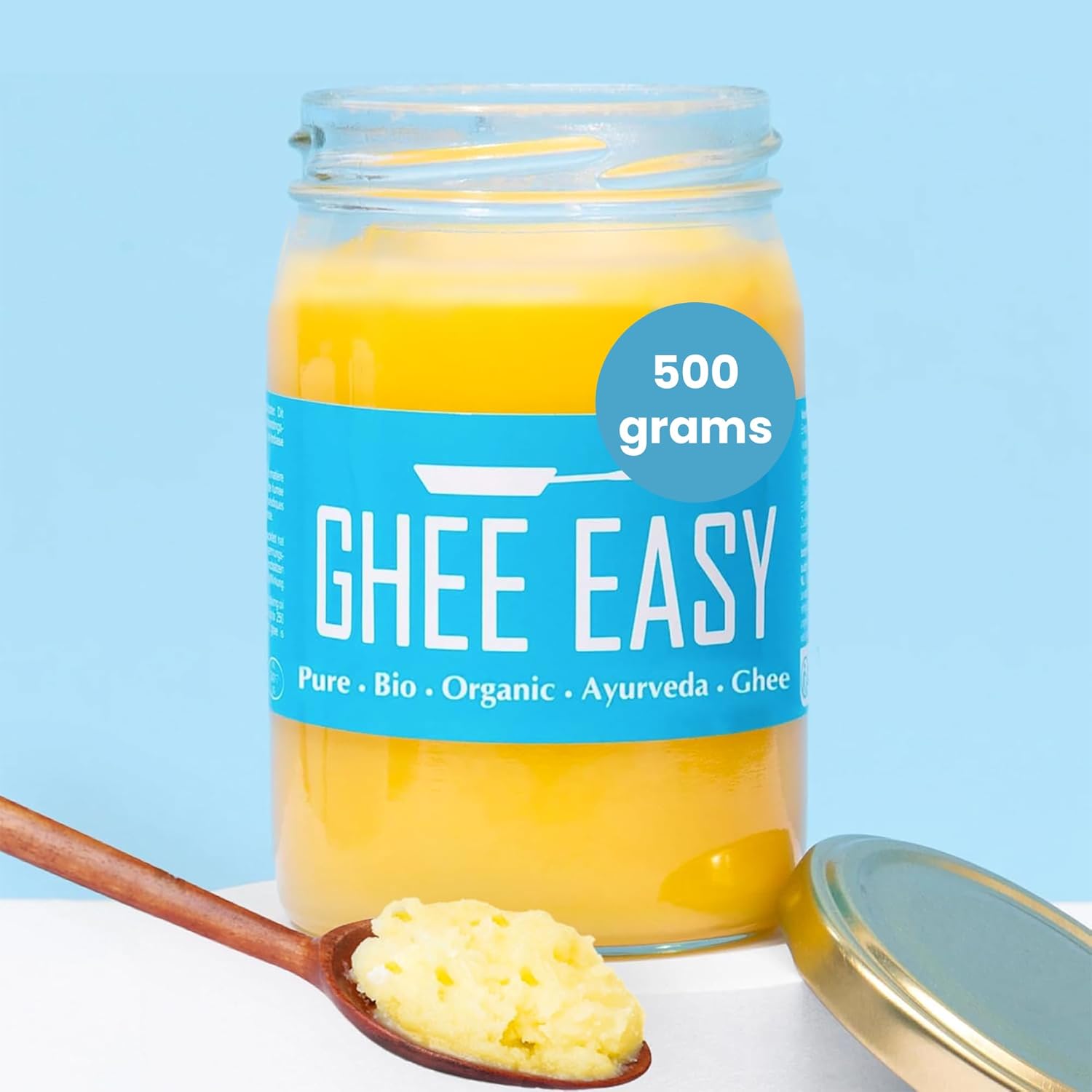 Ghee Easy 500g Bio Ghee - Highly Pure Authentic Ayurvedic Ghee, Without Additives - Certified Organic & Biodynamic - Free from Lactose and Gluten - 100% European