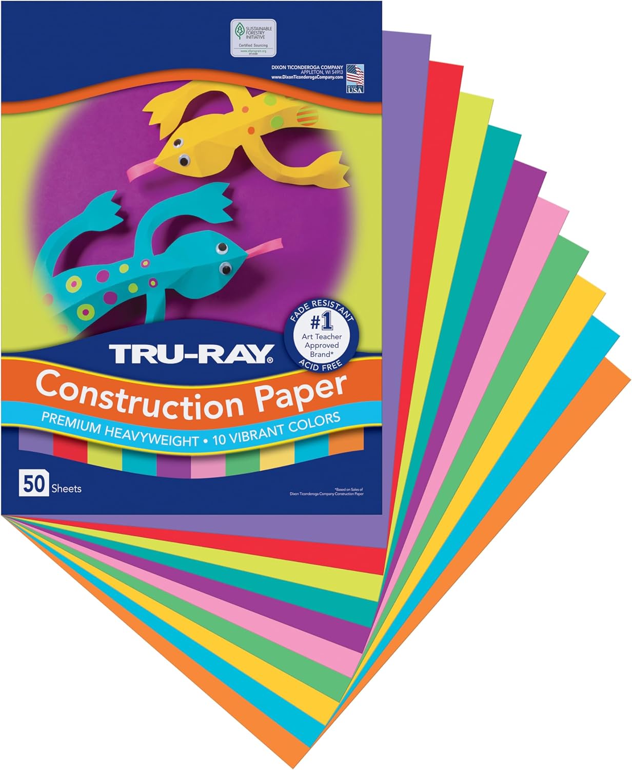 Tru-Ray Construction Paper, 10 Vibrant Colors, 9" x 12", 50 Sheets