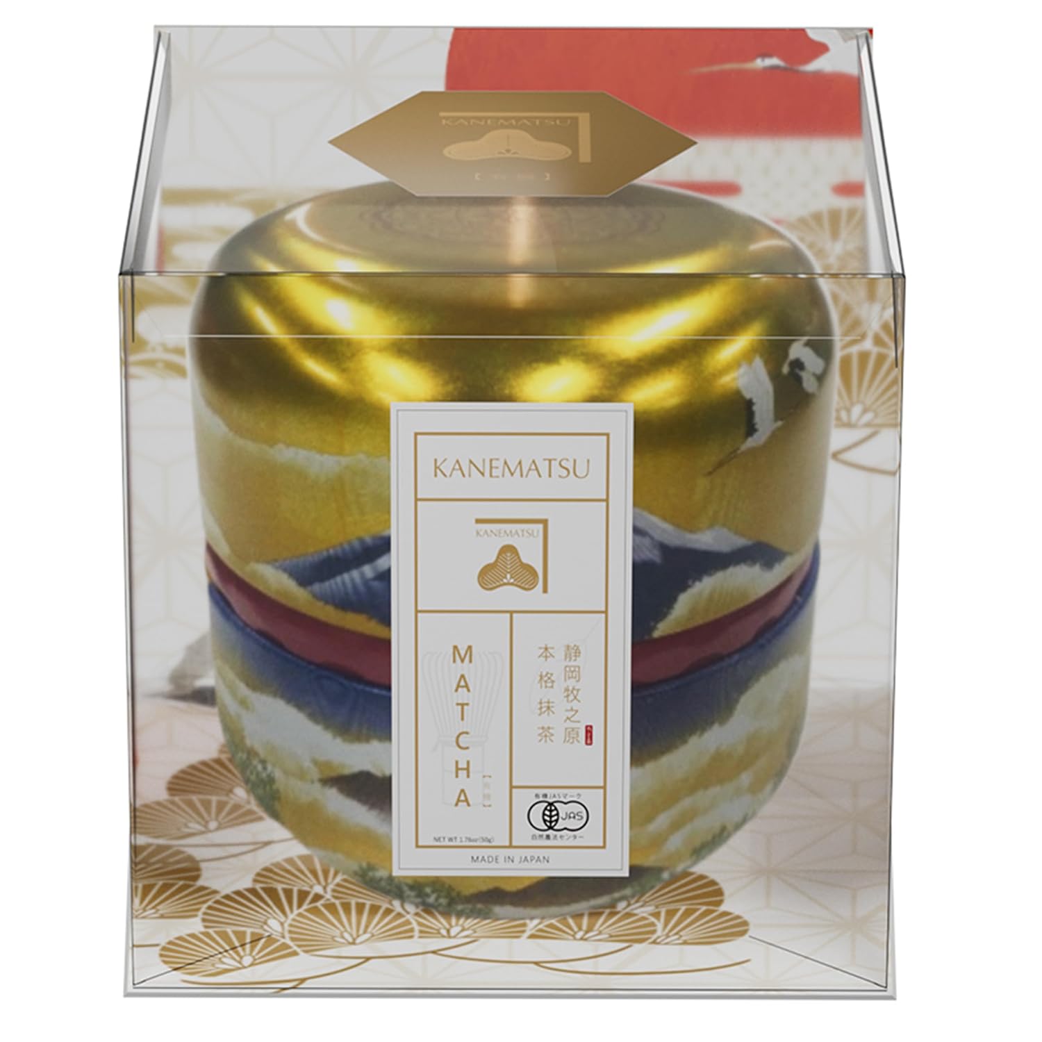 KANEMATSU Ceremonial Grade Matcha Powder 1.76oz Tin, Japanese JAS Certified Organic, Class AA Antioxidant Rich with Caffeine & L-Theanine for Focus & Relaxation, Kosher Non-GMO Green Tea (1.76oz)