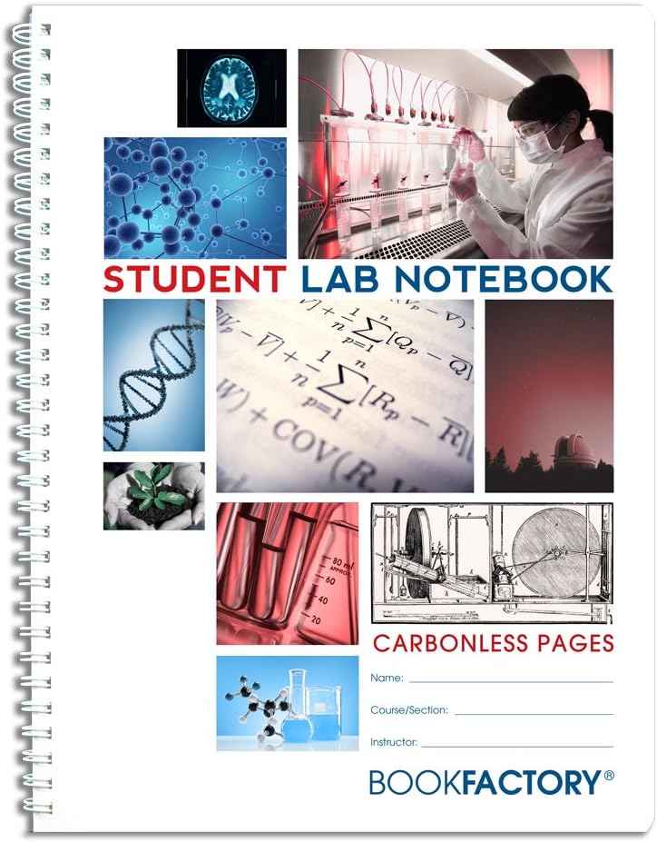 BookFactory Carbonless Student Lab Notebook - 50 Sets of Pages (8.5'' X 11'') (Duplicator) - Scientific Grid Pages, Durable Translucent Cover, Wire-O Binding (LAB-050-7GW-D (Student))