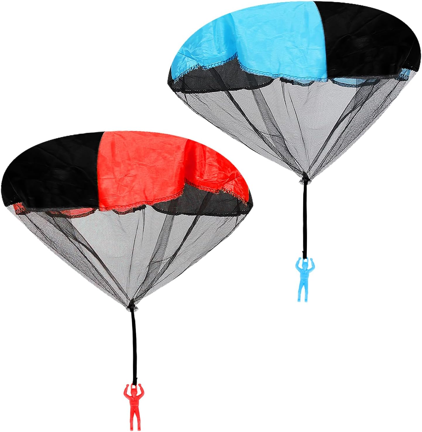 Tabanzhe 2pcs Parachute Toys Soldier - Children's Paratrooper Flying Toys Set, Outdoor Hand-Tossed Military Man Toys, Blue and Red - Outdoor Games, Boys & Girls