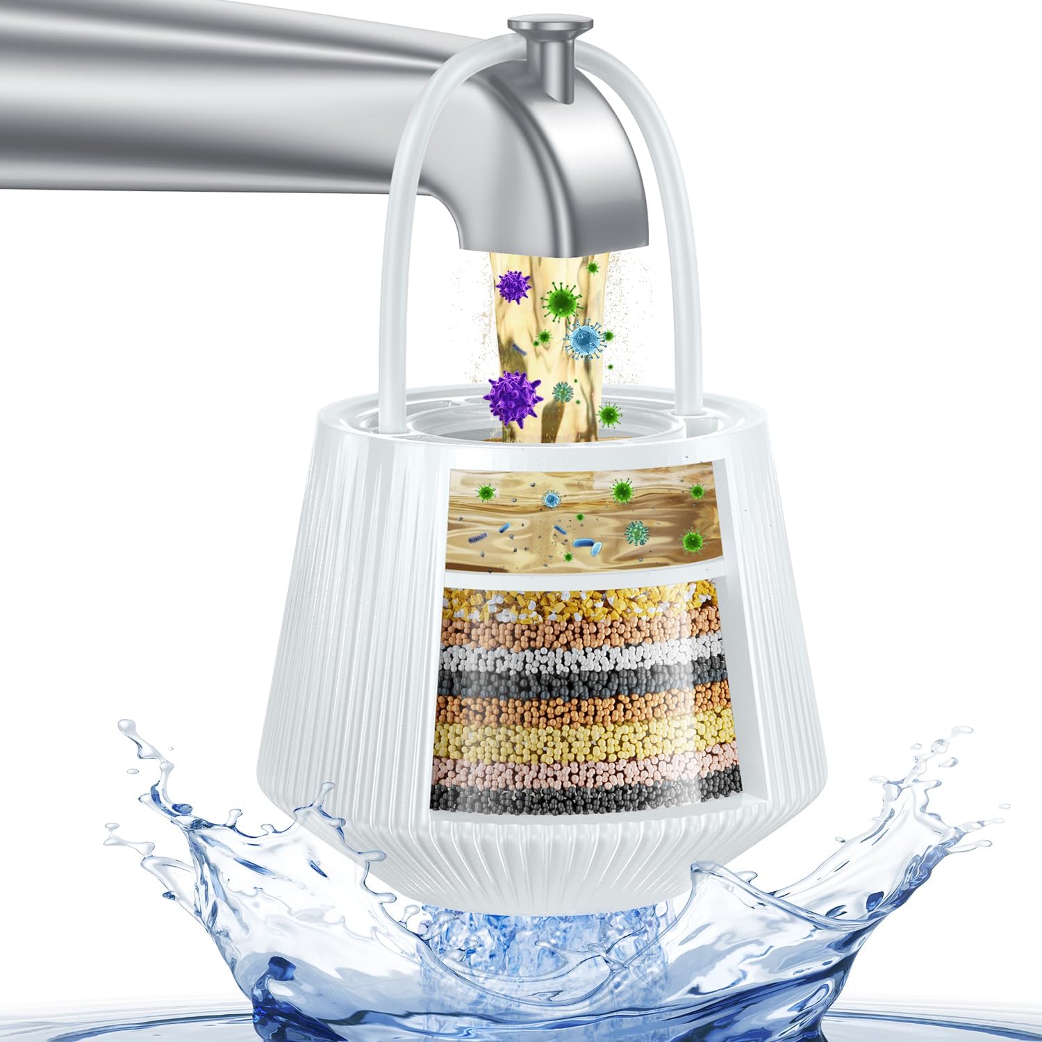 Bathtub Water Filter for Baby & Family, KDF-55 Bath Filter Removes Most Chlorine, Lead, Fluoride and Heavy Metals | Softens Hard Water, Improves Skin, Hair and Nails | Upgrade Bath Filter for Tub