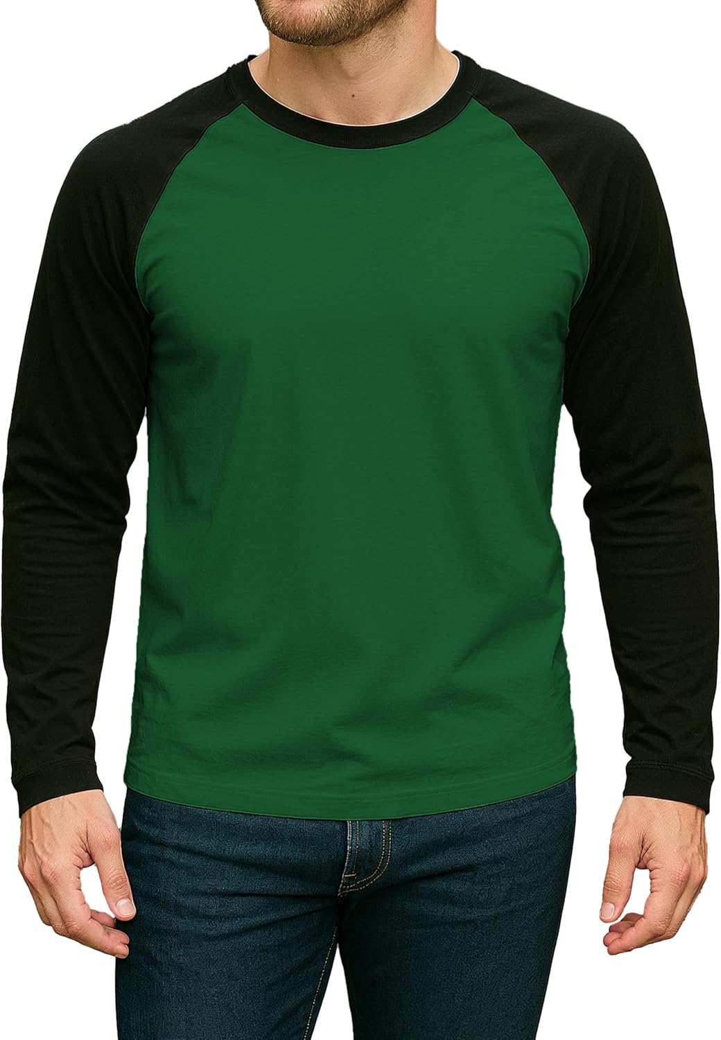 Decrum Raglan Shirt Men - Soft Sports Jersey Style Long Sleeve Baseball Shirts for Men