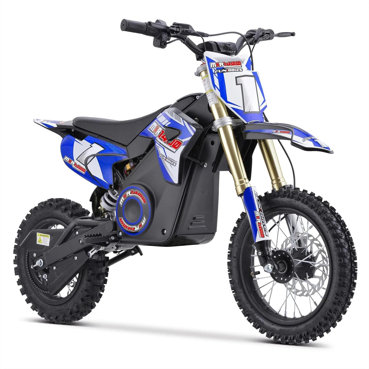 MXR 1400w 48v Lithium Kids Electric Dirt Bike – 2025 Model – Brushless Motor – 12/10 Wheels – 65cm Seat Height – Available in Blue & Green