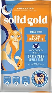 Solid Gold High Protein Dry Cat Food - Indigo Moon Cat Dry Food with Digestive Probiotics for Cats - Grain & Gluten Free with High Fiber & Omega 3 for Cats - Low Carb Superfood Meal - Chicken - 3lb