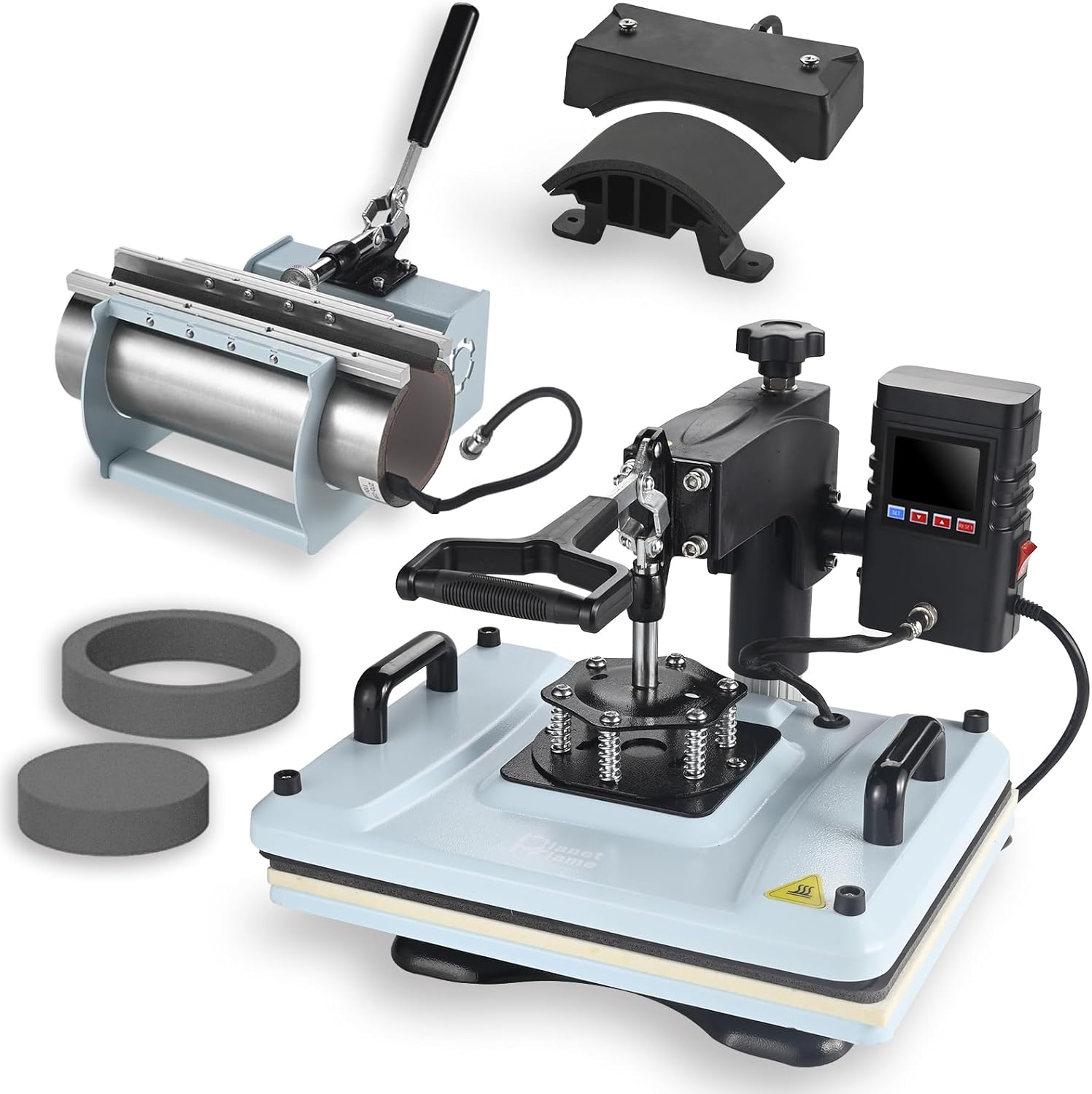 Heat Press Machine 12x15 Inch, 360° Swing Away 5 in 1 Heat Transfer Machine, Multifunctional Heat Transfer Press Machine with 30OZ Tumbler Attachment for Hat/Plate/T-Shirt/Mug, Blue