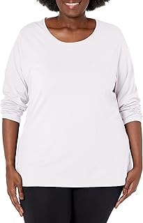 Just My Size Women's T-Shirt, Plus Size Long Sleeve Cotton Tee, JMS Plus Size Scoop-Neck T-Shirt for Women