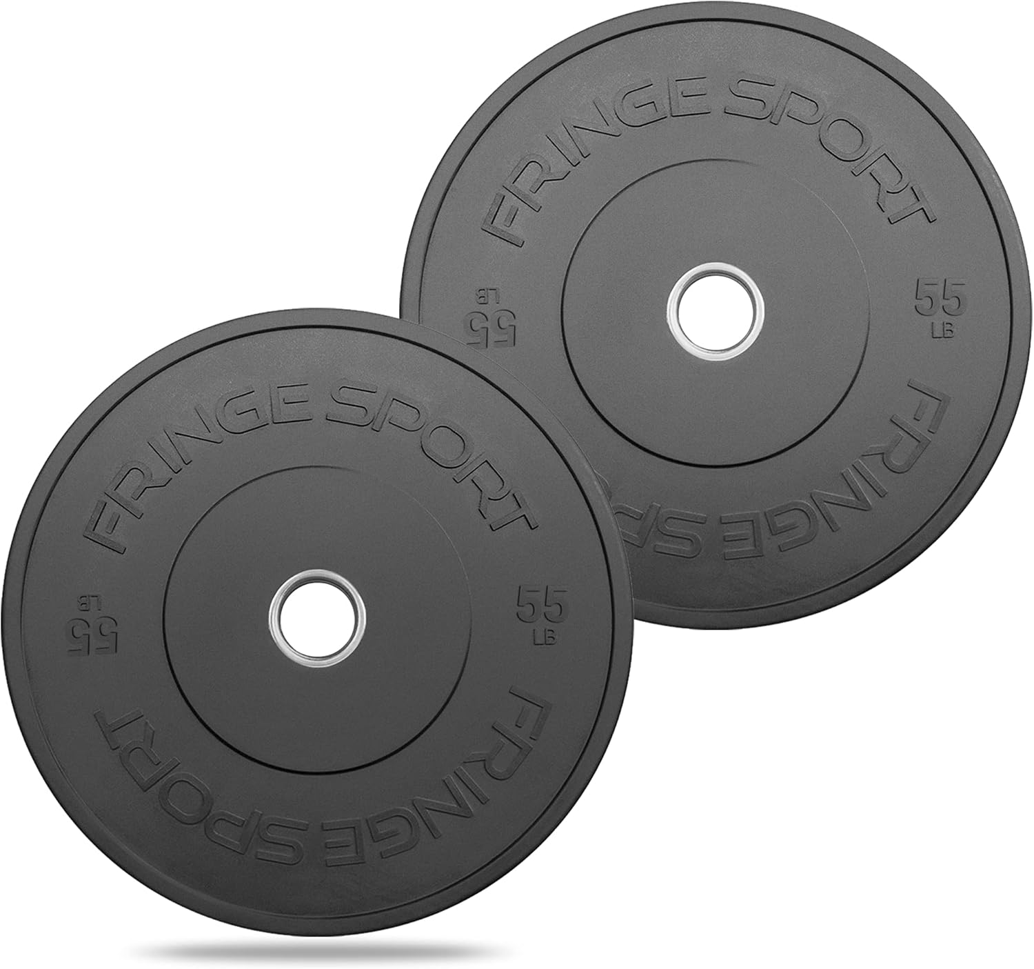 Fringe Sport MILSPEC Bumper Plates Pair, 10lb - 55lb Black Rubber Weight Plate for 2" Barbells, Low Odor Low Noise Olympic Bumper Plates for Intense Strength Training and Weight Lifting Sessions