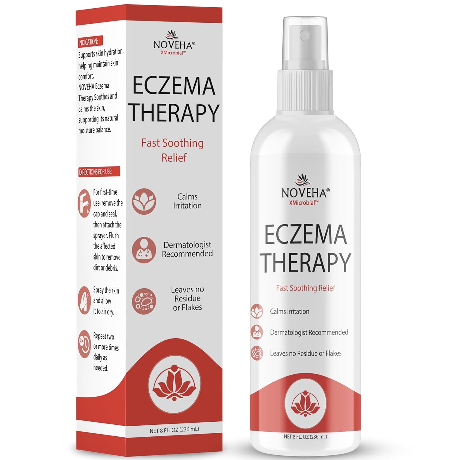 NOVEHA Eczema Relief | Soothing Hypochlorous Acid Spray | Skin Care for Kids & Adults | Fast Relief | Gentle, Natural Hydration for Dry, Sensitive Skin | 8 OZ