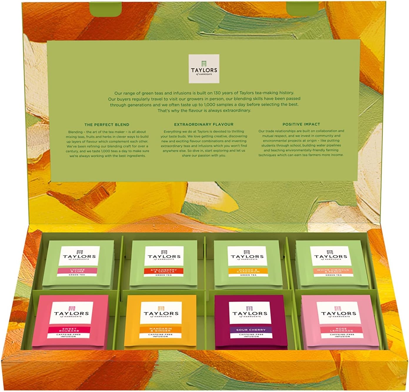 Taylors of Harrogate Assorted Green Teas and Fruit Infusions Selection Gift Box, 8 Flavours (Total of 48 Tea Bags)