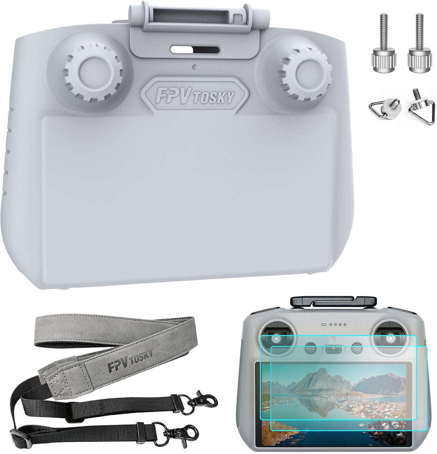 FPVtosky RC 2 Sun Hood for DJI Mini 4 Pro/Air 3S/Flip, RC-2 Remote Control Protective Cover for DJI RC2 Accessories, Sunshade + Lanyard + Sceen Protector
