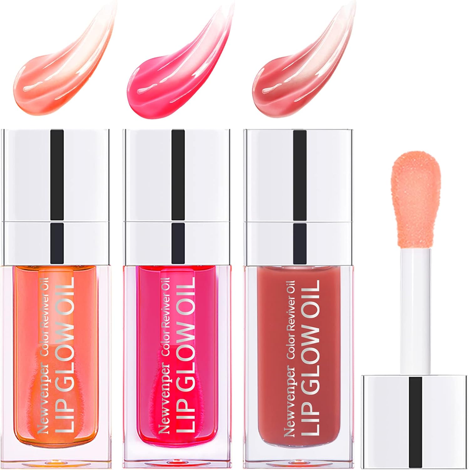 3PCS Hydrating Lip Glow Oil Long Lasting Plumping Lip Gloss Transparent Toot Lip Balm Moisturizing Lip Oil Repairing Lip Lines and Prevents Dry Cracked for Lip Care and Dry Lips 1#+2#+3#