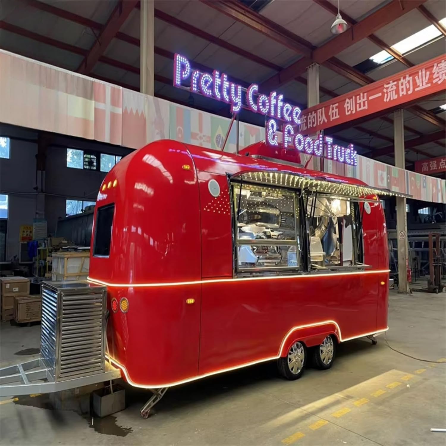 Custom Food Trailer Manufacturer Mobile Kitchen Truck for Street Vendor and Festivals Fully Equipped for Burgers BBQ Ice Cream Coffee Business