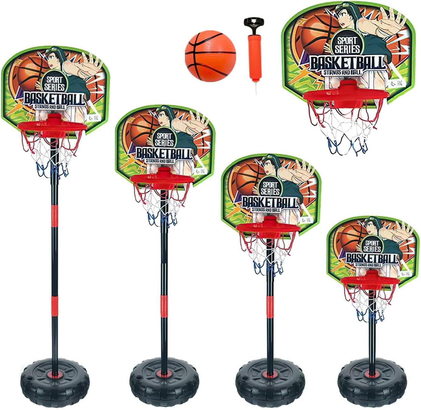 Koolbitz® Kids Basketball Hoop and Stand Adjustable Height, Net Ball Pump Portable Indoor & Outdoor Activity Sports Gift for Children Summer Toys for Garden Backyard Fun Game