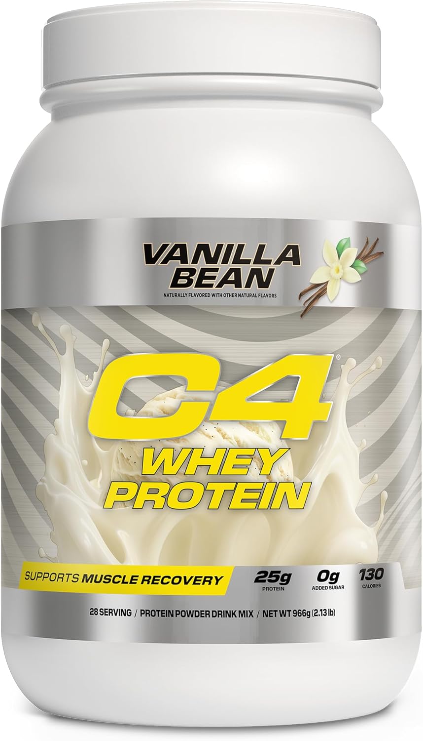 Cellucor C4 Whey Protein Powder, Vanilla Bean - 25g Protein, 0g Added Sugar, 130 Calories Per Serving, Supports Muscle Recovery, 28 Servings, Premium Whey for Post-Workout