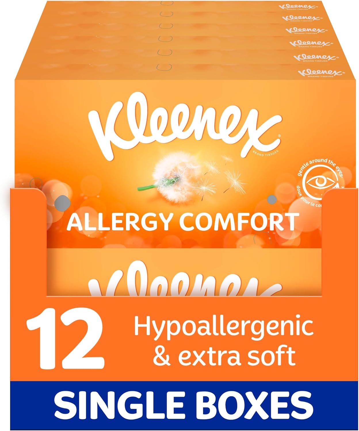 Kleenex® Allergy Comfort Tissues - Pack of 12 Tissue Boxes- Hayfever Allergy Comfort Tissues - Extremely Gentle, Perfect for Hay Fever Symptoms