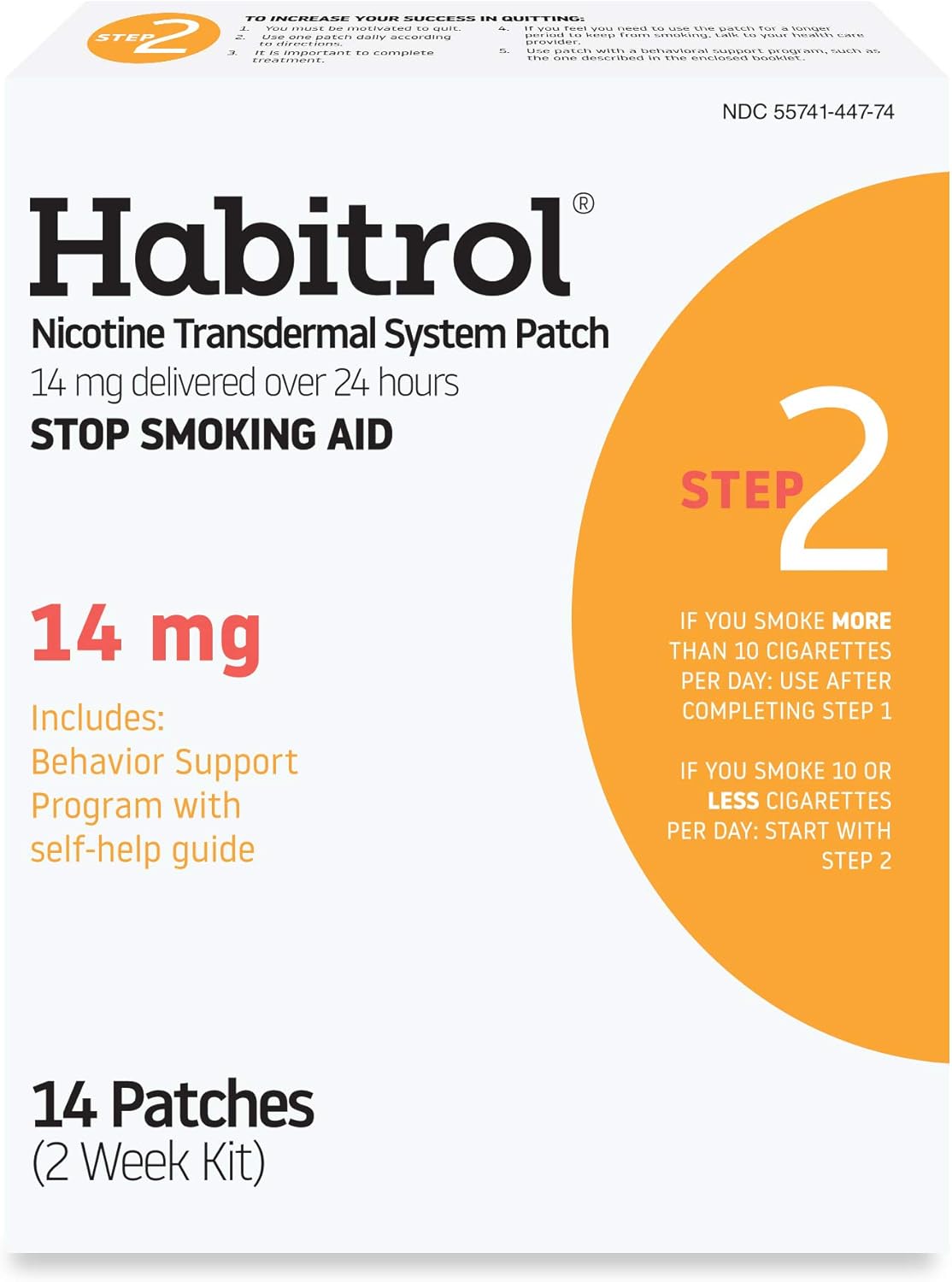 Habitrol Nicotine Transdermal System Patch | Stop Smoking Aid | Step 2 (14 mg) | 14 Patches (2 Week Kit)