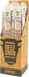 Beef Snob Snack Sticks - Original Flavor - 1 Ounce Snack - 20 Meat Sticks Per Box - High Protein, Sugar Free, Keto Friendly, Gluten Free Jerky Sticks - Stocking Stuffer for Men - Pantry Staple