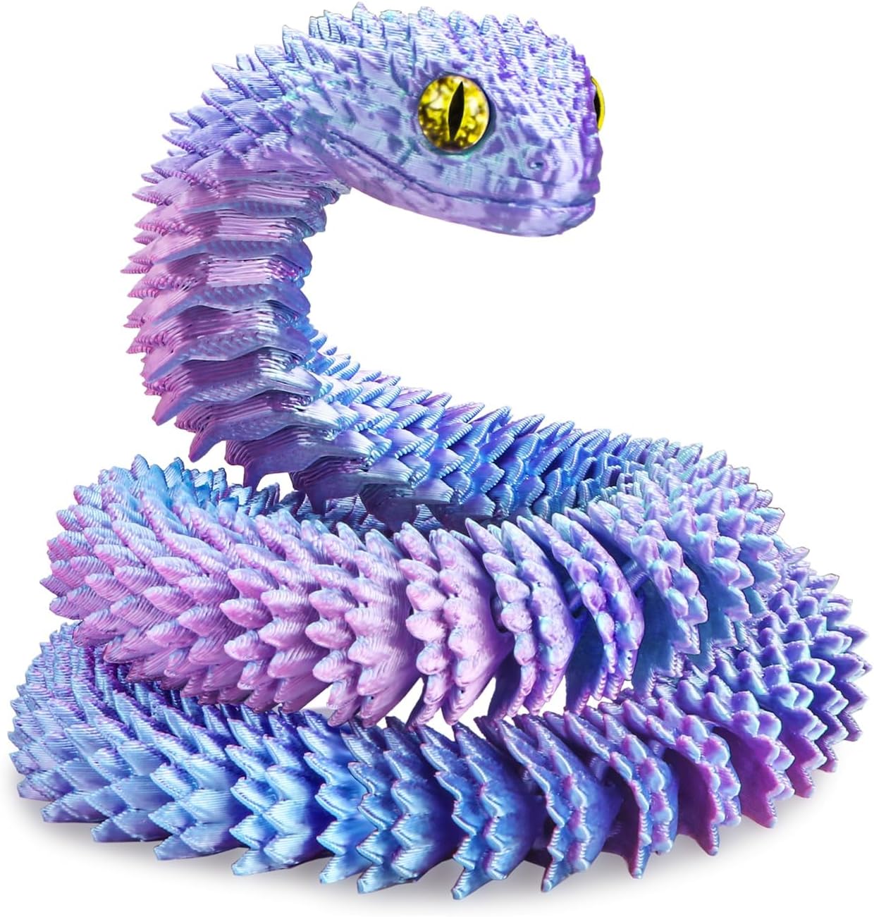 Aolcev 3D Printed Animals Snake Fidget Toys 11.8 Inch Flexible Joints Creative 3D Printed Fidget Toys Articulated Viper Snake Home Office Decor Executive Desk Autism ADHD Toy for Kids Adults-Blue
