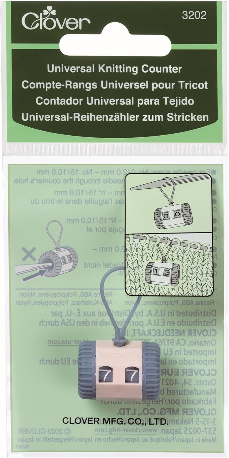 Clover Universal Knitting Row Counter, Peach and Grey