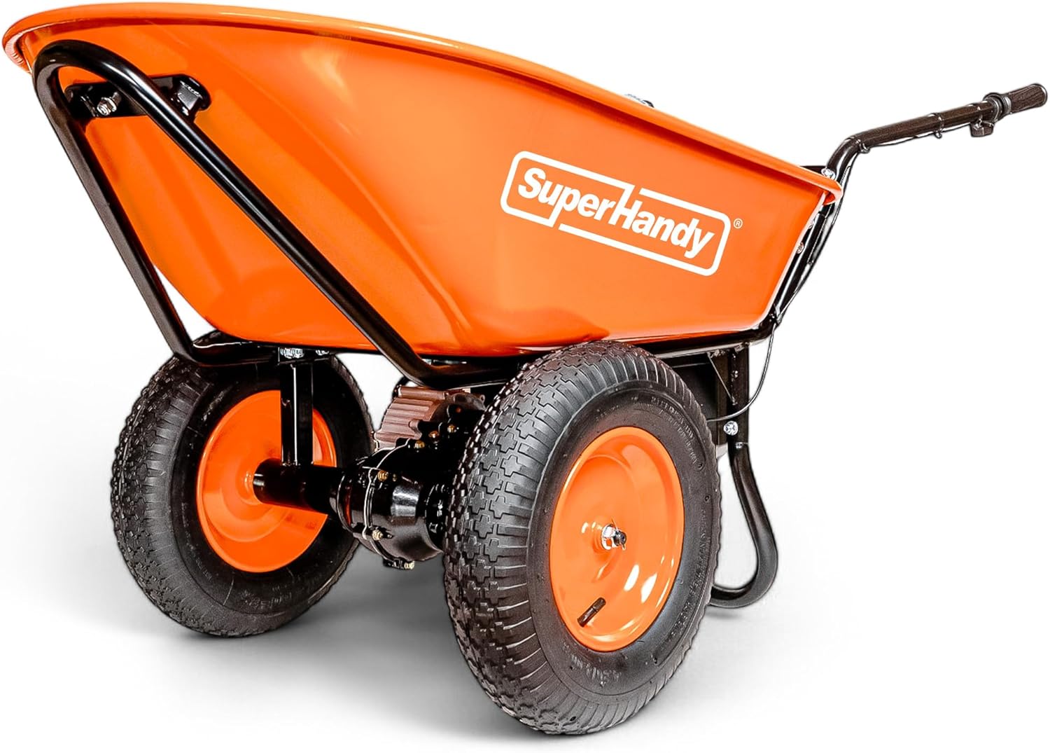 SuperHandy Electric Wheelbarrow – 48V 4Ah Li-Ion Battery, 330 lbs (150 kg) Capacity, 3 Cu.Ft. Steel Powder Coated Tub, Material & Debris Hauler Utility Cart