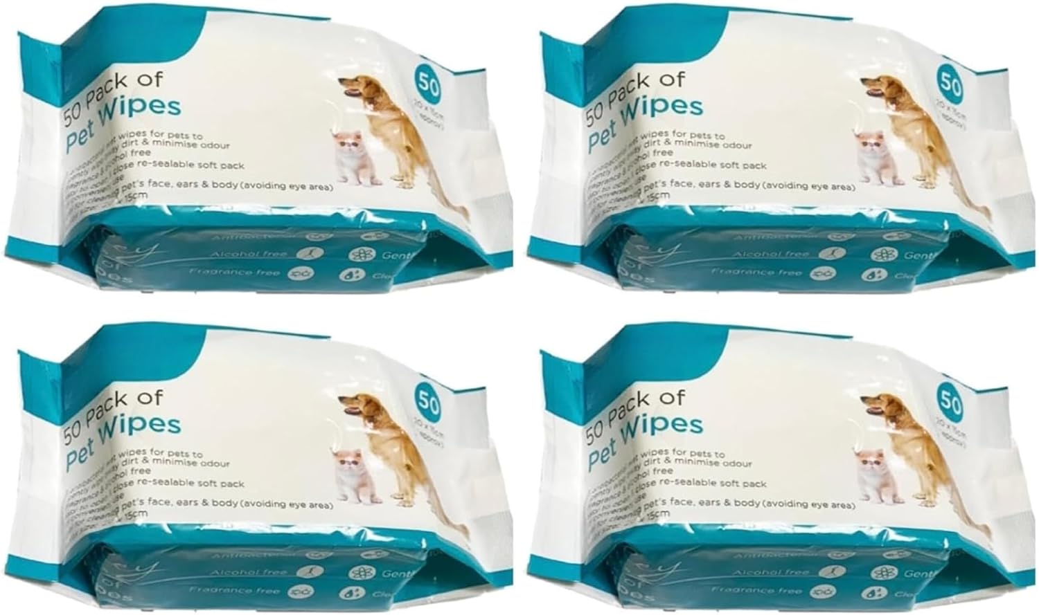 ADEPTNA Pack of 200 All-Purpose Antibacterial Pet Wipes – Alcohol-Free, Deodorizing, Wet & Moist Cleaning Wipes for Dogs and Cats, Ideal for Paws, Ears & Daily Grooming