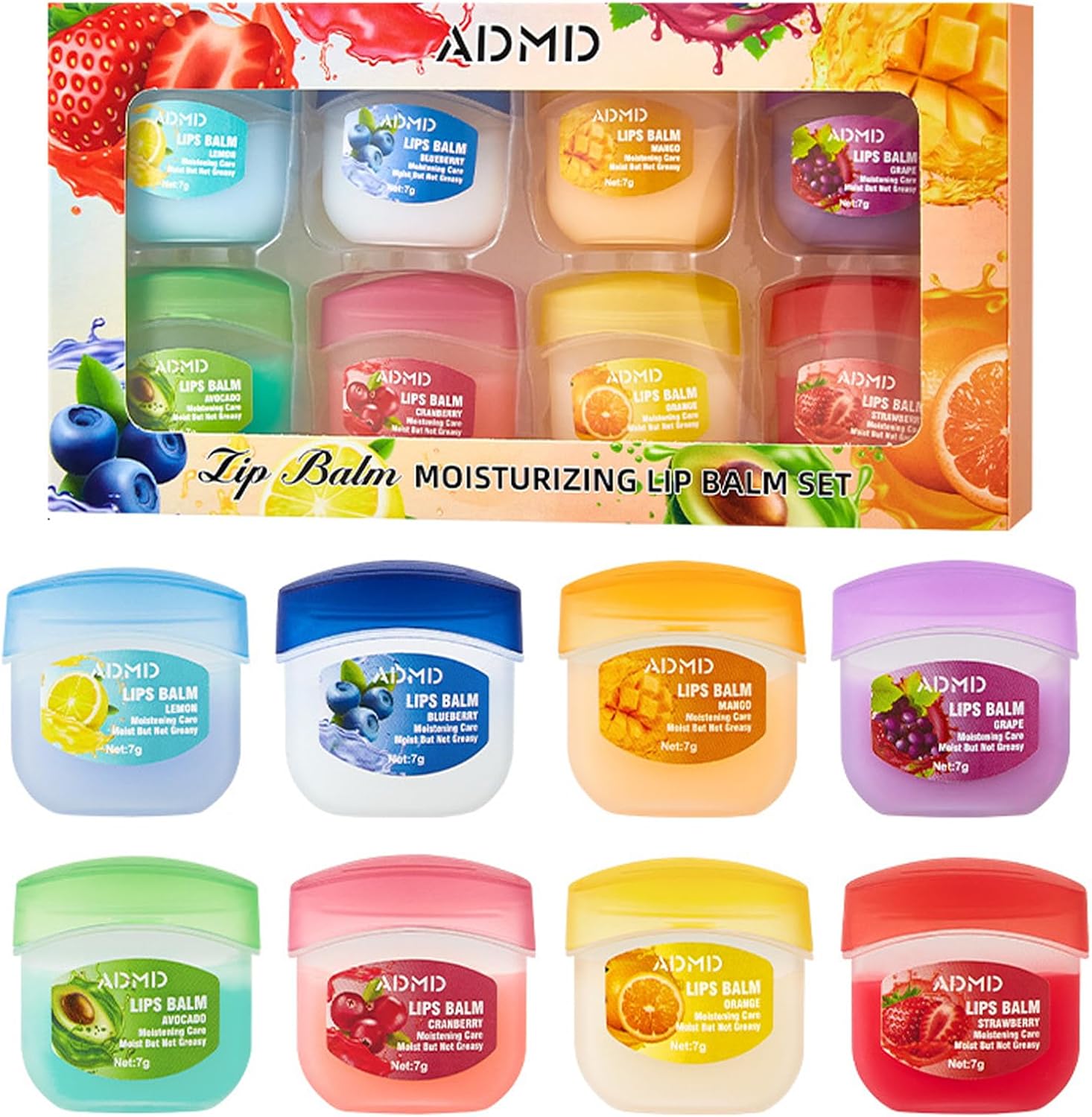 Lip Balm Set- 8 PCS Lip Mask Lip Balms Multipack Lip Moisturizer For Very Dry Lips Lip Repair Sleeping Lip Mask For Day&Night Lip Care, Brighten Dark Lip Color Reduce Lip Lines&Wrinkle (8PCS)