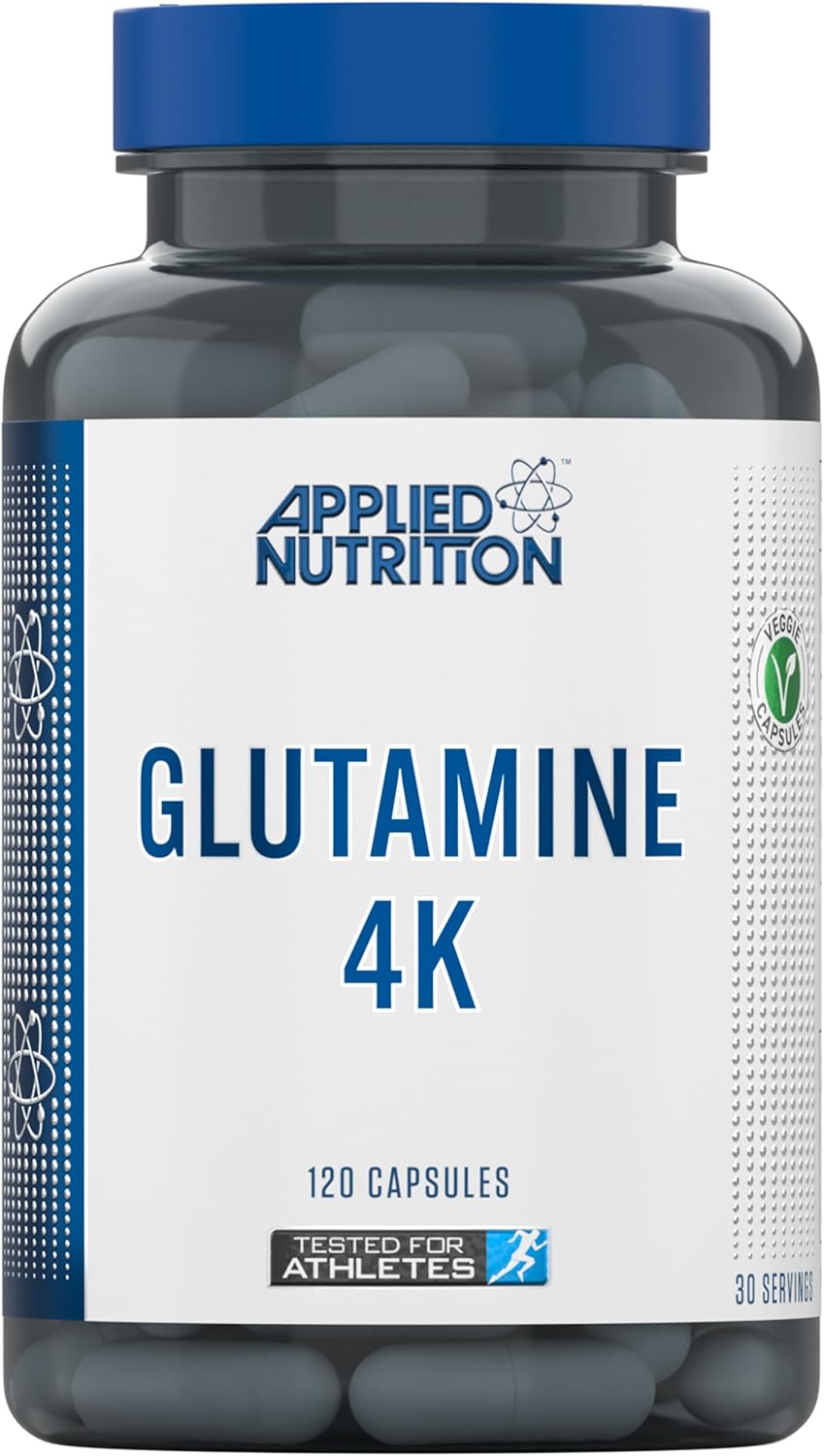 Applied Nutrition Glutamine 4K - L Glutamine 4000 mg Per Serving, Restore Amino Acid Levels (120 Capsules - 30 Servings)