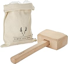 Viski Professional Lewis Ice Bag and Mallet, Manual Ice Crusher, Ice Crushers for Home Use, Bartender Kit & Bar Tools Kitchen Accessory, 12"