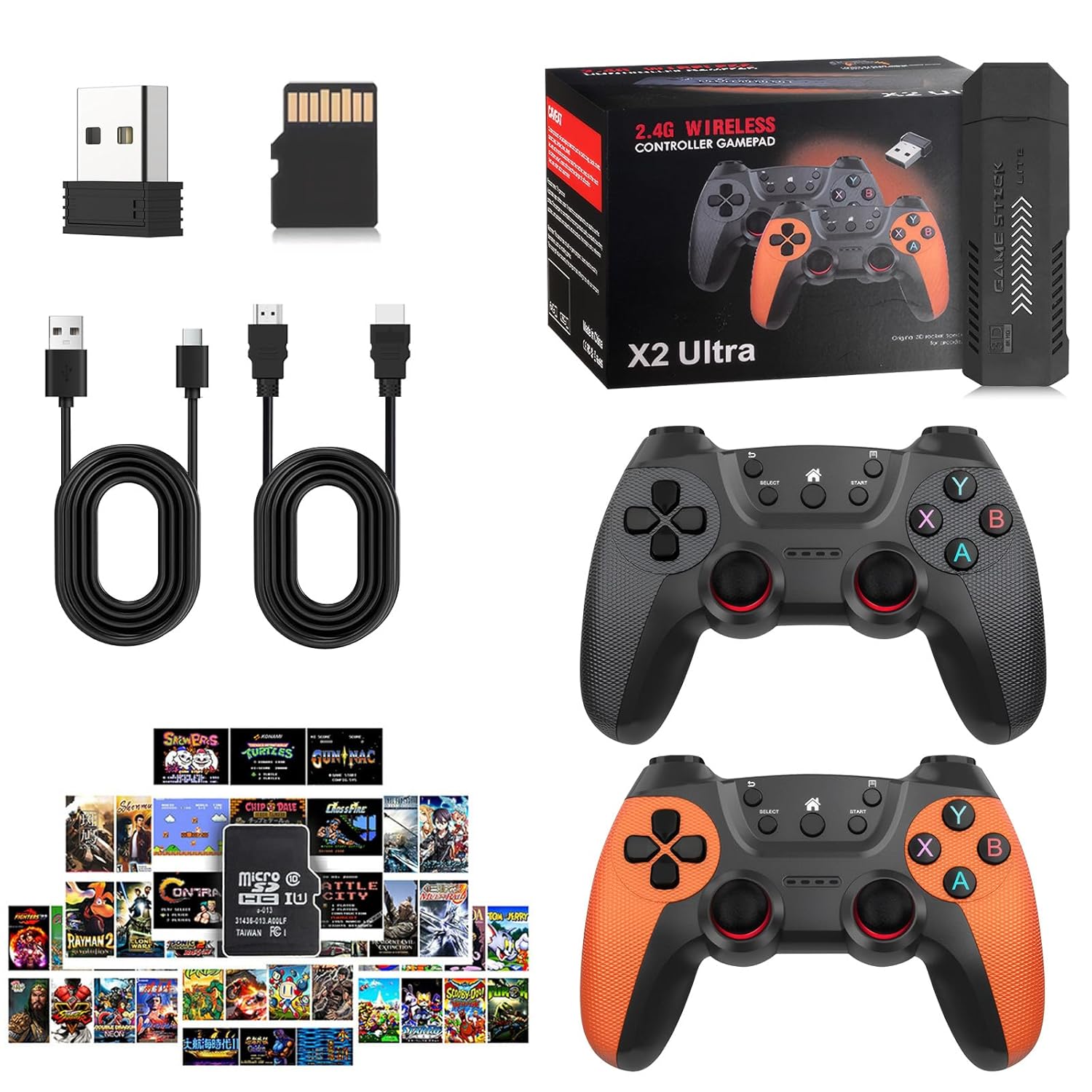 20000+ Games,2025 Retro Home Game Console Wireless Double Handle PSP Arcade Double TV Game Console Plug and Play Video Game Stick, HDMI Output TV(64G)