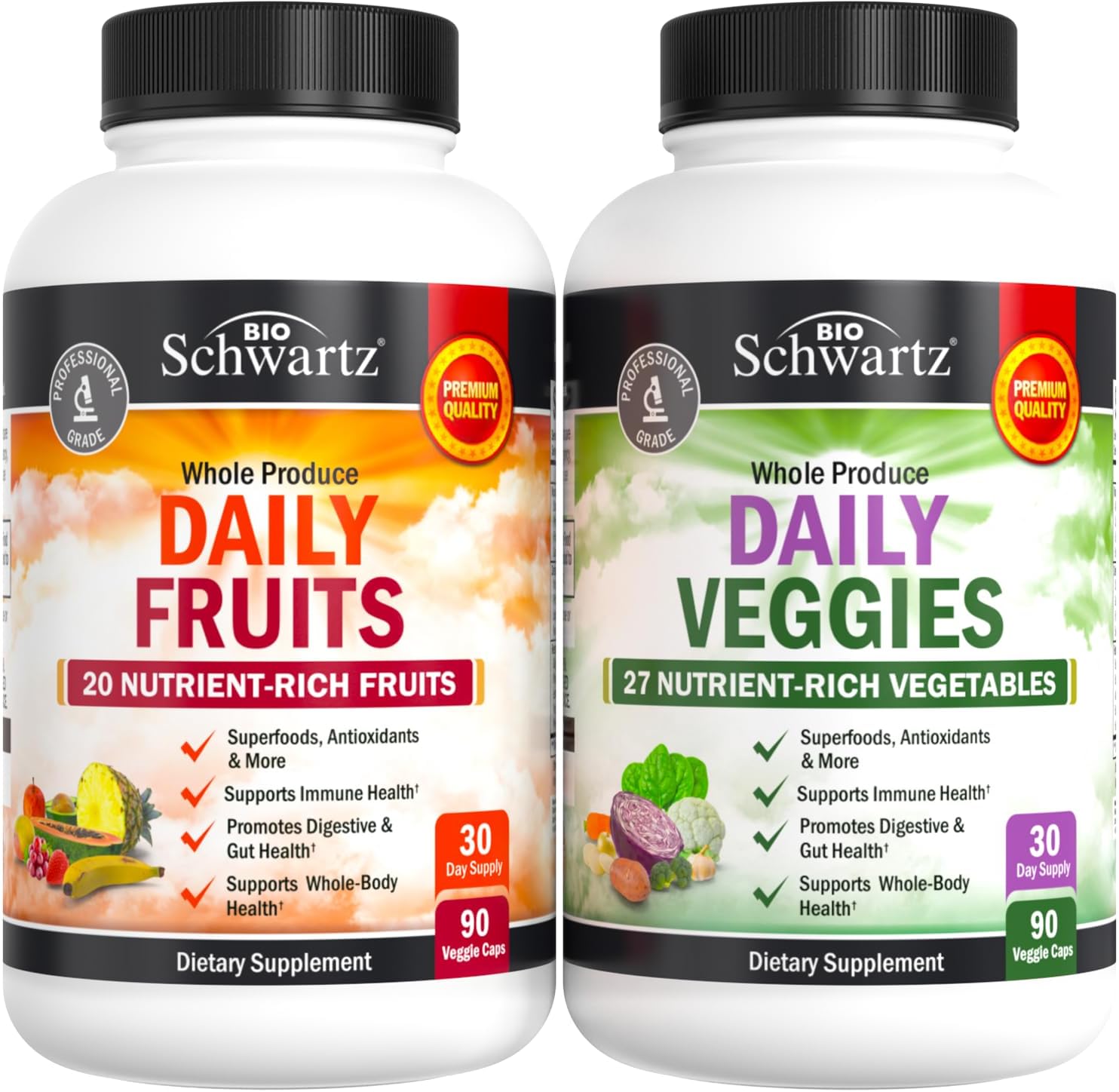 Daily Fruits and Vegetables Supplement for Adults - Super Fruits and Veggies Capsules for Enhanced Energy Gut Health Immune Support & Overall Wellness with 47 Whole Food Fruits and Veggies - 1 Month