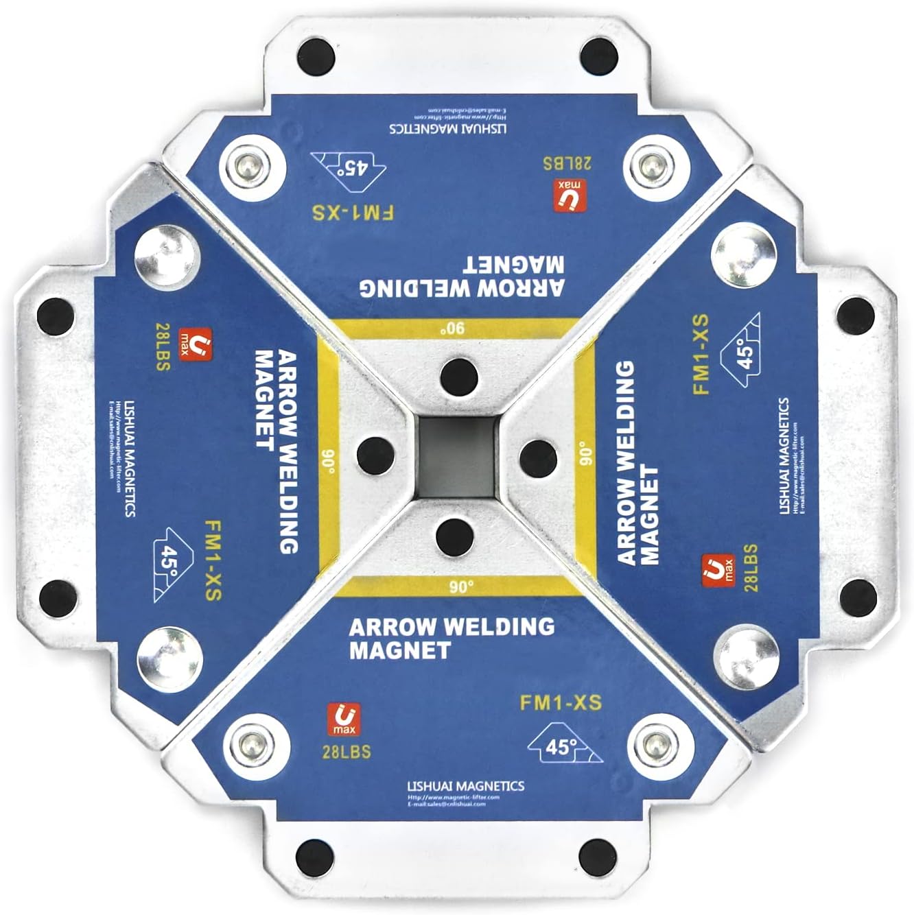 QWORK® 4 Pcs Magnetic Welding Holder 45° 90° 135° Multi-Angle Welding Magnet Positioner Auxiliary Locator Tools 28lbs / 12.5kg