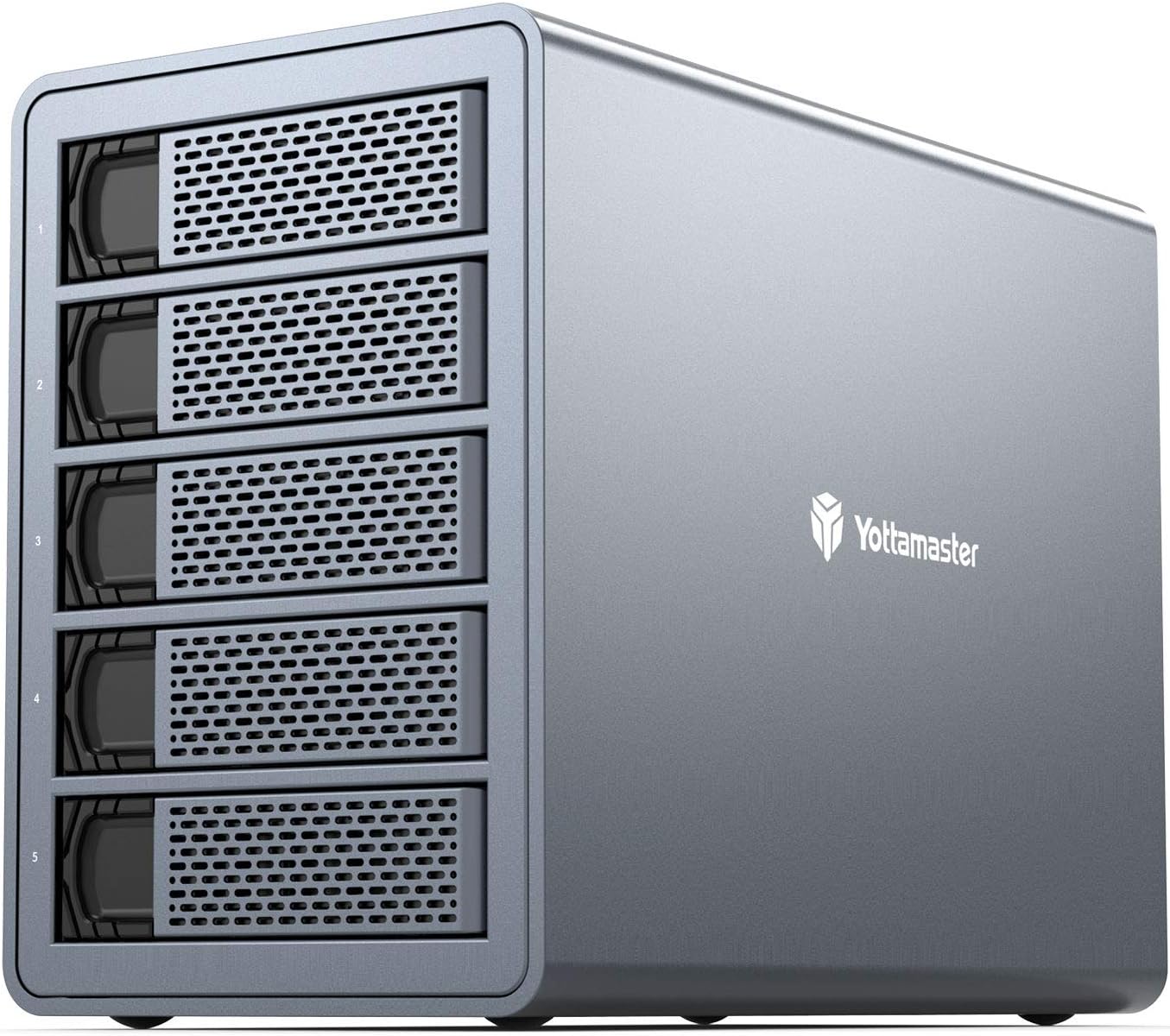 Yottamaster 5 Bay RAID Enclosure, Aluminum 5 Bay External HDD Enclosure support RAID (0/1/3/5/10/JBOD/SPAN/PM) 5 x 18TB Desktop Storage for SATA 3.5"/2.5" HDD/SSD - [FS5RU3]