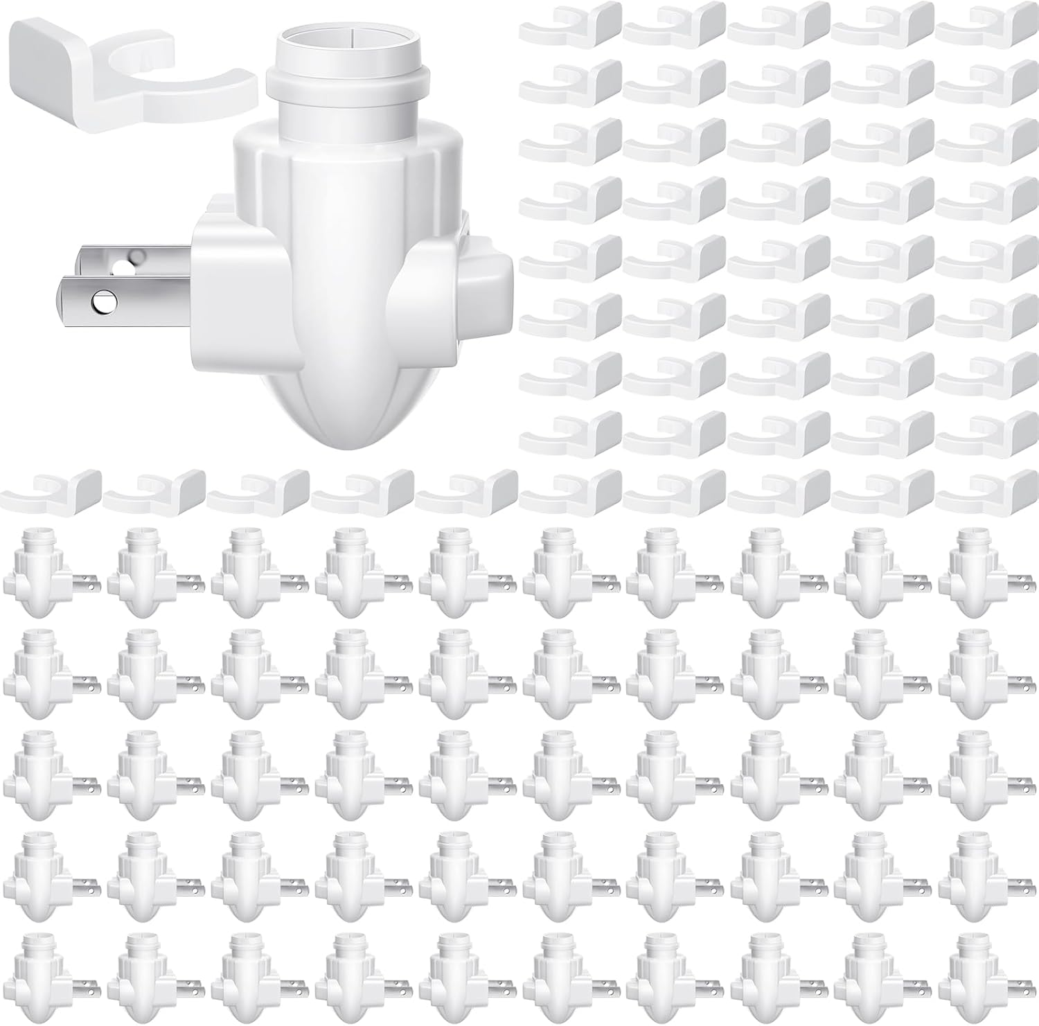 Tuanse 50 Sets Plug in Night Light Module Night Light Base with Shade Mounting Clip Plastic Lights Rotating Base for Making Your Own Decorative (White)