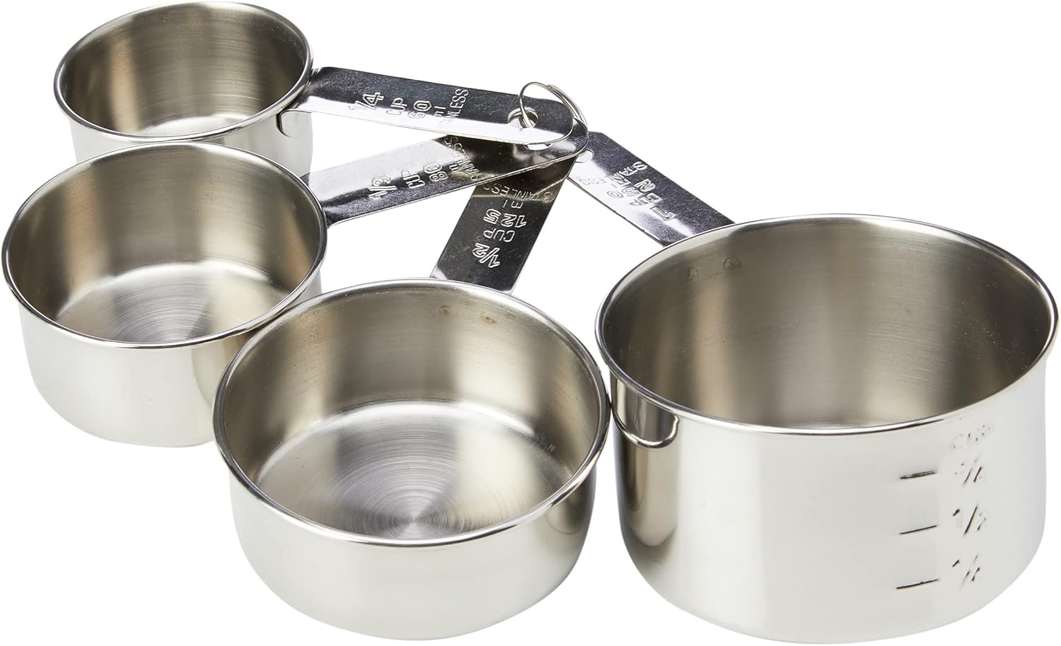 Dexam 17840994 Faringdon Set of 4 Stainless Steel Measuring Cups, 60, 80, 125, 250ml, Silver