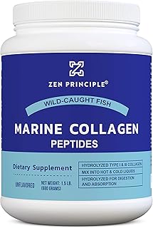 Zen Principle Marine Collagen Peptides Powder 1.5 lb. Wild-Caught Fish, Non-GMO. Supports Healthy Skin, Hair, Joints and Bones.Hydrolyzed Type 1 & 3 Protein. Amino Acids.Unflavored, Easy to Mix.