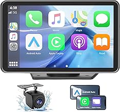 Wireless Car Stereo with Apple CarPlay/Android Auto, Portable Touch Screen Car Radio Multimedia Player with Bluetooth, Backup Camera, Navigation, Mirror Link for All Vehicles