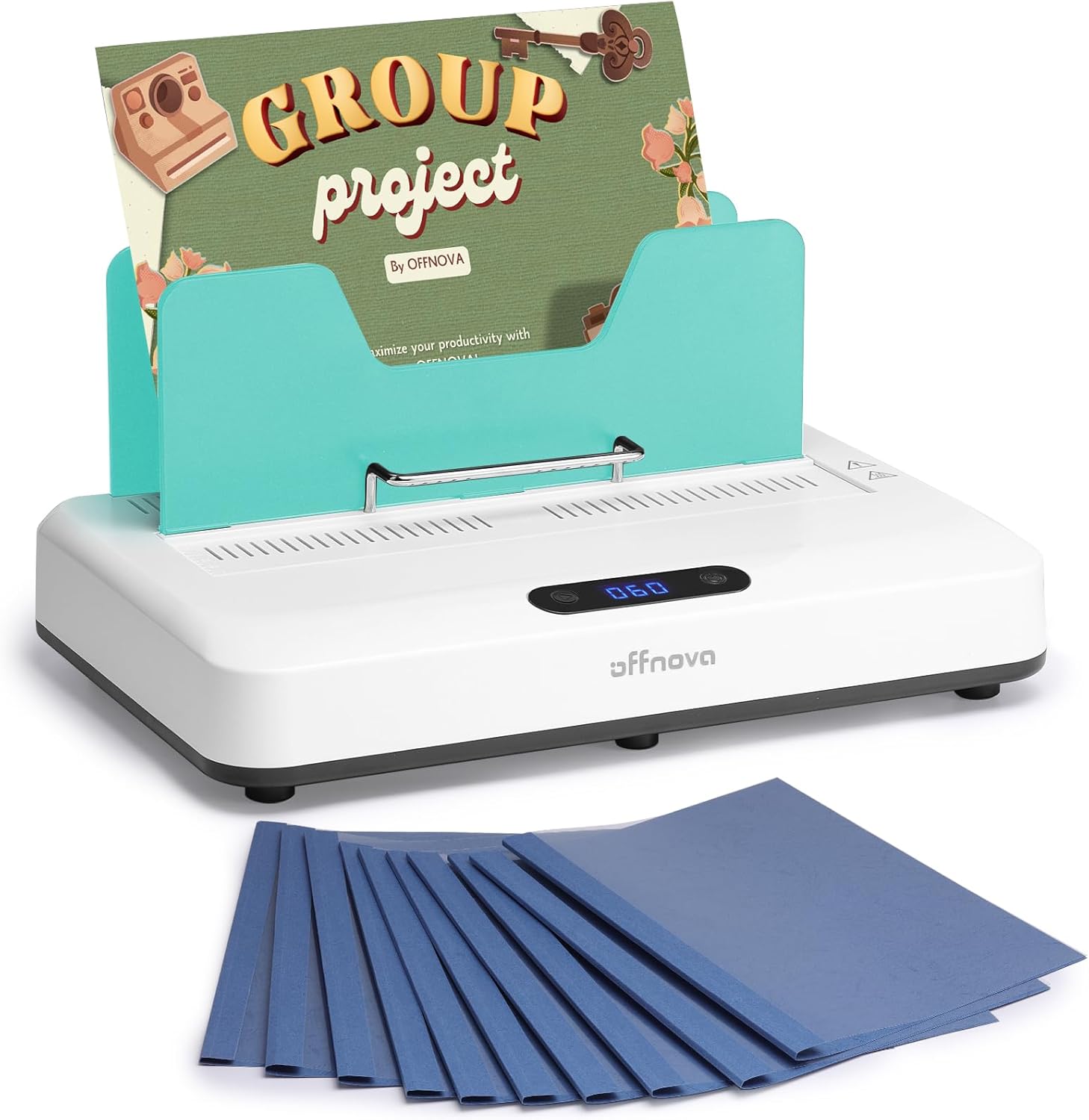 OFFNOVA Thermal Binding Machine 500 Sheets Capacity, No Preheat, Air Cooling, Book Binder Machine with 10 Binding Covers, for A4/A5/Letter Size Business Documents, Office and Homeschool Projects