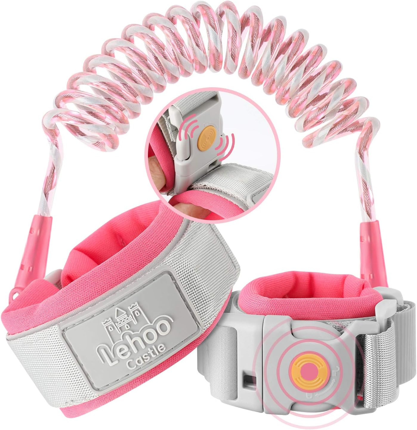 Lehoo Castle Toddler Leash, Wrist Leash for Kids with Induction Lock, Pink