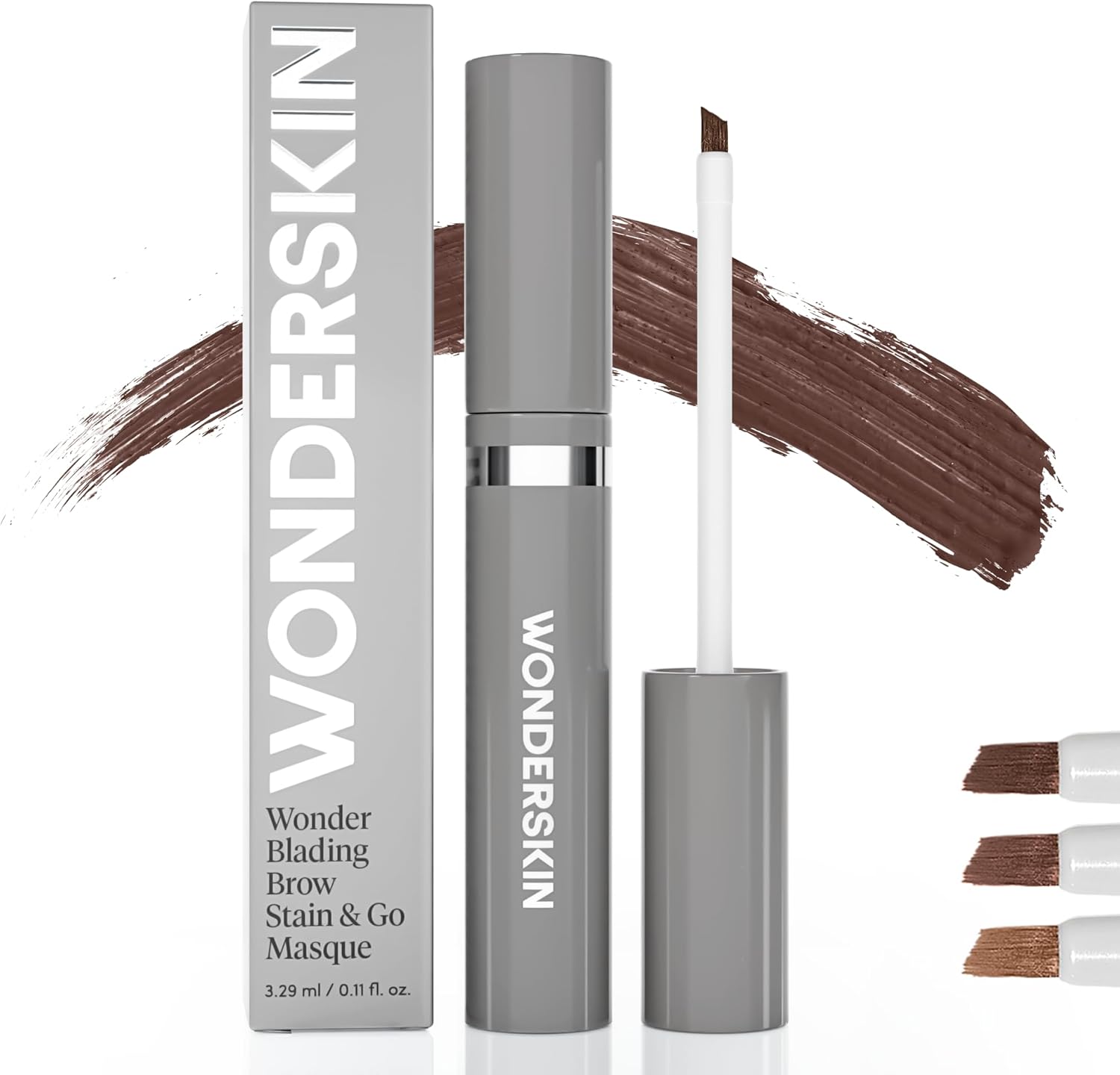 Wonderskin Wonder Blading Brow Stain & Go Masque - Long Lasting Eye Brow Tint, Transfer Proof and Smudge Proof Eyebrow Tint Stain (Dark Brunette)