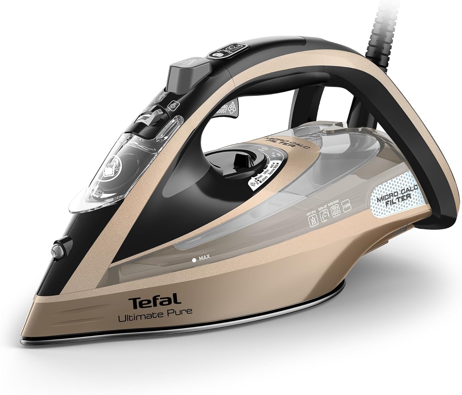 Tefal Ultimate Pure 3100W Steam Iron, Airglide Soleplate, Black/Bronze