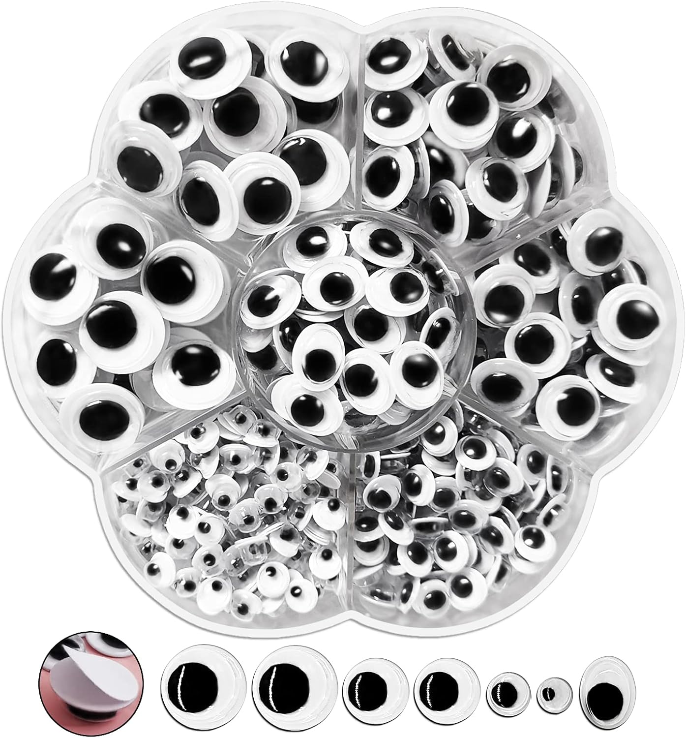 400PCS Self Adhesive Wiggle Googly Eyes 5mm -12mm for DIY Scrapbooking Toys Accessories