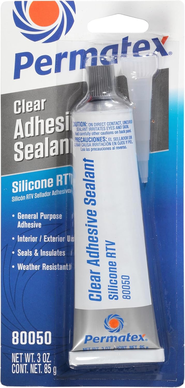 Permatex 80050-12PK Clear RTV Silicone Adhesive Sealant, 3 oz. (Pack of 12)