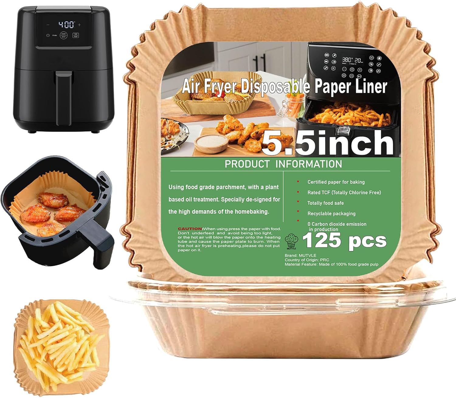 2 QT Air Fryer Liners for Cosori 2.1qt Air Fryer, CHEFMAN 2 Qt Mini Air Fryer, Air Fryer Liners Disposable 2 qt 2.6qt, Small AirFryer Liners, DASH Mini Air Fryer Liners