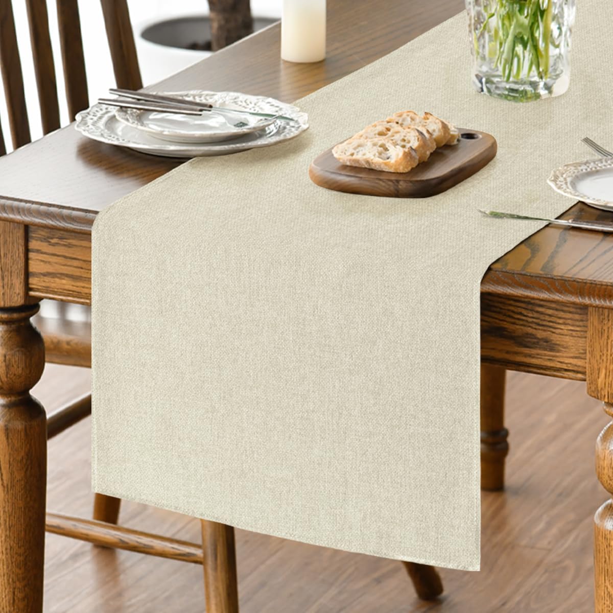 Artoid Mode Beige Fall Table Runner, Seasonal Autumn Winter Machine Washable Kitchen Dining Table Decoration for Home Party Decor 40x140 cm