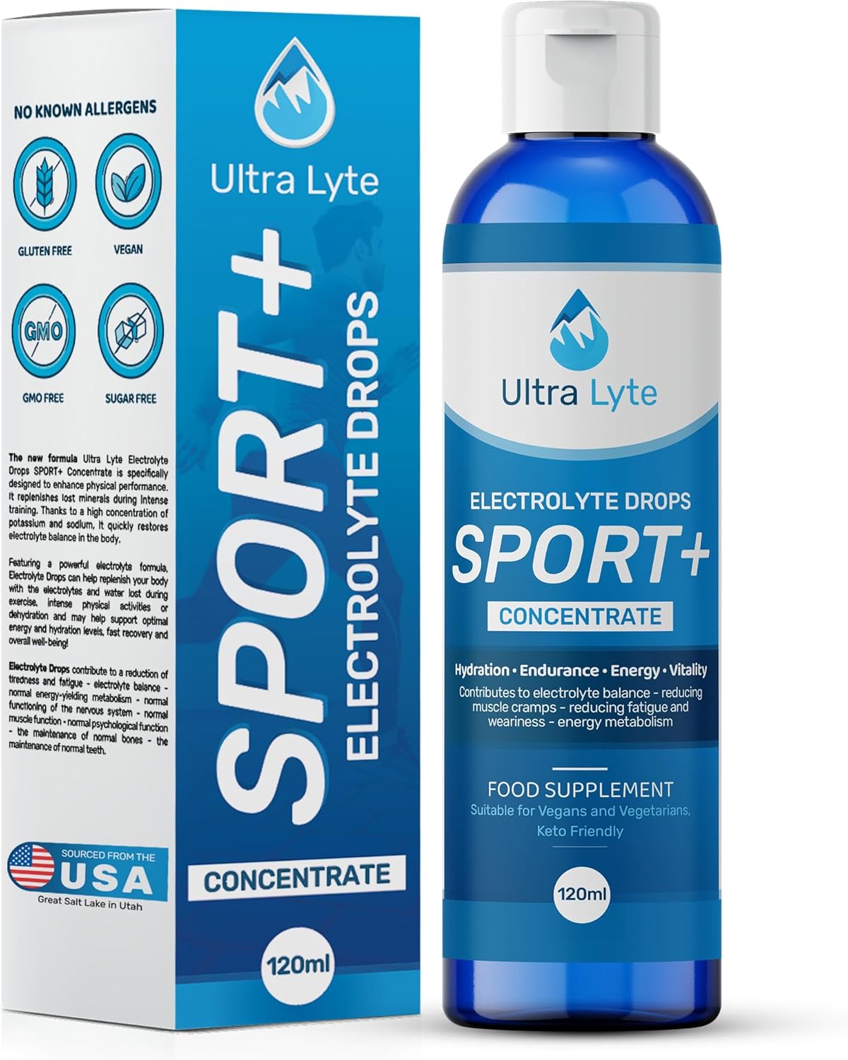 Ultra Lyte Electrolytes Drops Sport + Keto-Friendly Liquid Trace Minerals for Hydration & Fasting - Zero Calorie, Sugar-Free - Rich in Potassium, Magnesium, Sodium (120 ml (Pack of 1))