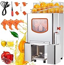 Commercial Juicer Machine, 110V Juice Extractor, 120W Orange Squeezer for 22-30 per Minute, Electric Orange Juice Machine with Pull-Out Filter Box SUS 304 Tank Stainless Cover and 2 Collecting Buckets