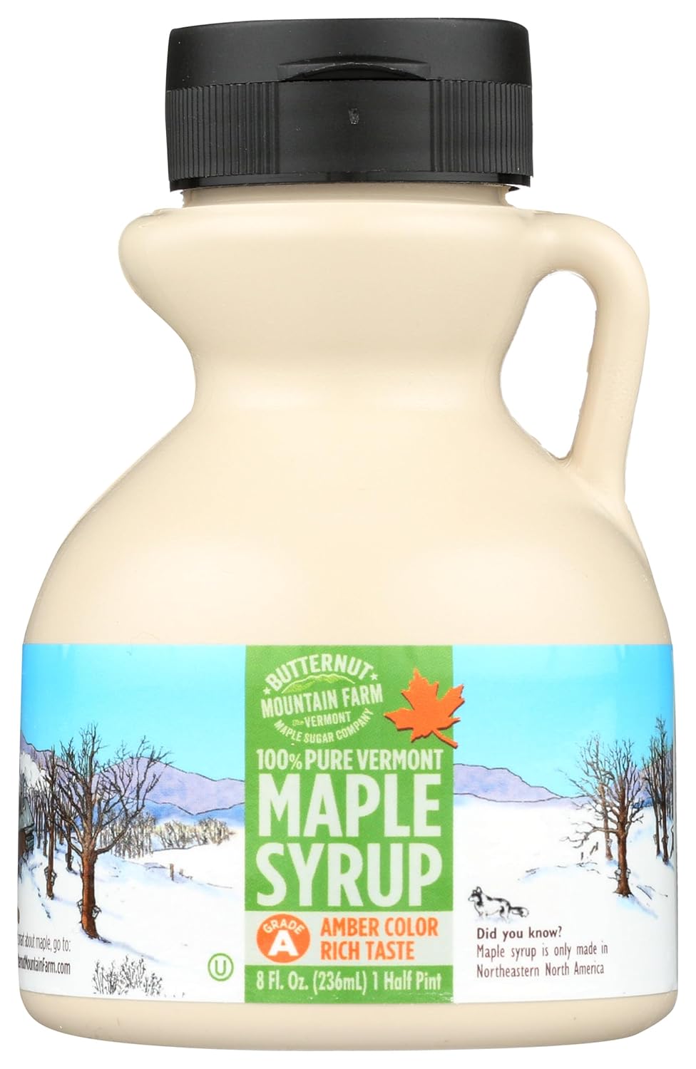 BUTTERNUT MOUNTAIN FARM Rich Amber Maple Syrup Jug, 8 FZ